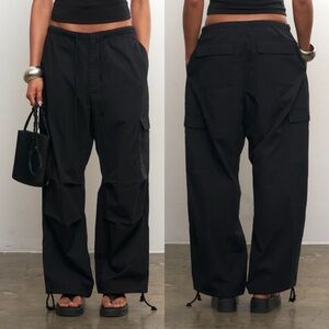 Local European Black Parachute Pants Cargo